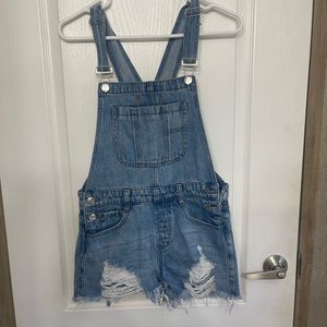 Denim shorts overalls